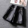 Pantalones Cortos de Cuero Sintético de Cintura Alta para Mujer con Cremallera y Detalle de Tachuelas Mini Shorts Casuales para Streetwear