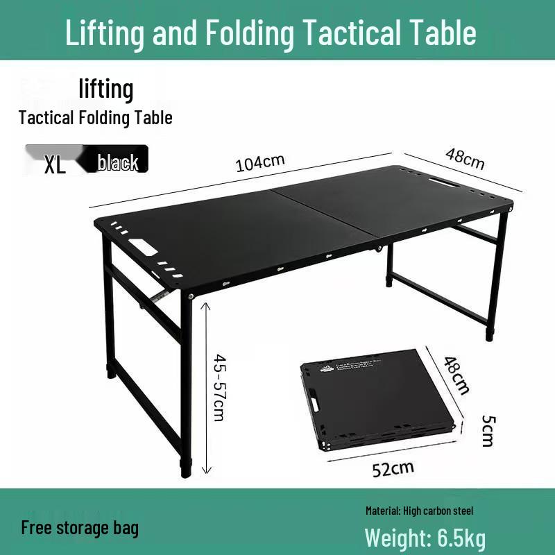 Adjustable Carbon Steel Outdoor Folding Table for Camping, BBQ, Picnic, and Tea