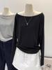 T-shirt Lunga a Manica Lunga Larga a Spalla Singola in Cotone Cross92 da Donna - Primavera/Autunno