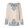 Women's Fashion Casual Printed V-neck Long Sleeve Button Up T-shirt Top