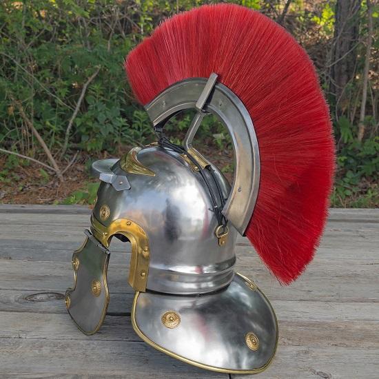 Set Of 2 Roman Empire Centurion Officer Helmet - Fully Functional 20 Gauge Steel Medieval Replica Costume Helmet