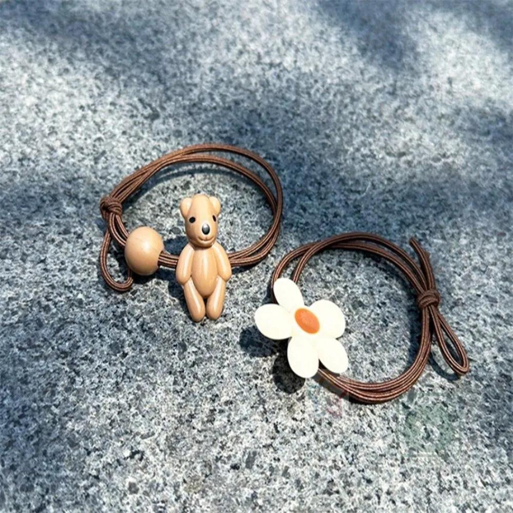 Vares point hair tie flower hair tie character hair tie hair elastic band Brown teddy bear