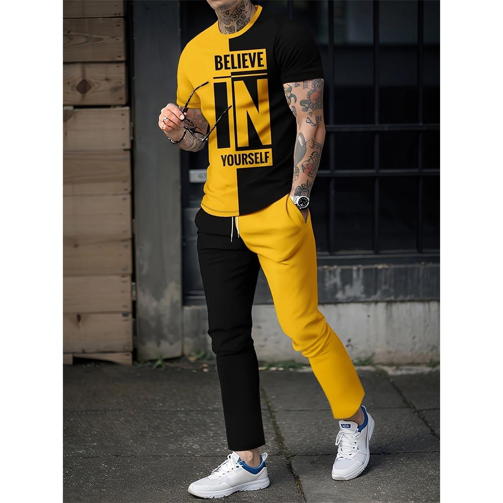 New Summer And Spring Fashion Men's Sportswear T-shirt Trousers Pants Suit Casual Short-sleeved Suit Jogging Fitness Clothing