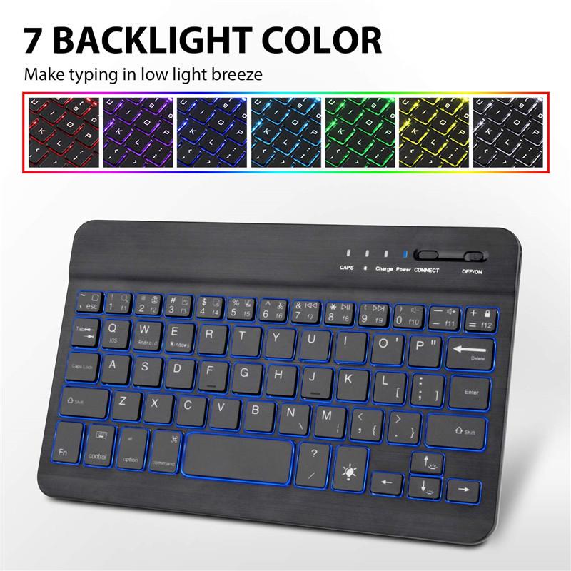 10-Inch Seven-Color Backlit Bluetooth Keyboard & Mouse Set for Mobile Phones & Tablets