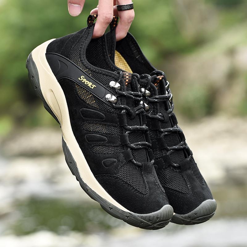 Fashion Casual Leather Men's Shoes Lightweight Sneakers Breathable Outdoor Shoes New Design Male Hiking Shoes Versatile OutdoorTrainers