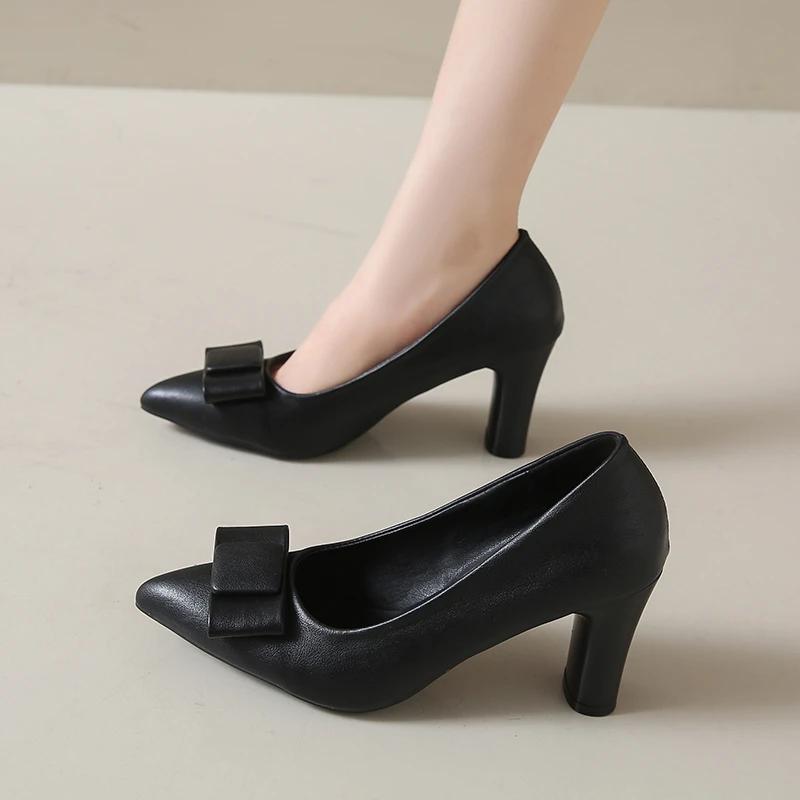 35-45 Large Size Women's Shoes Fashion Single Shoes Women Spring and Autumn French High Heels Professional Work Shoes