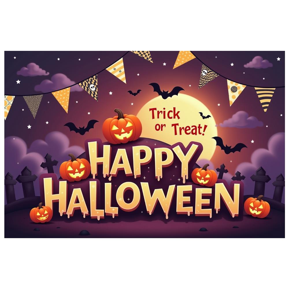 Trick Or Treat Banner Colorful Design Party Backdrop Pumpkin Banner Festive Banner For Themed Party Event Decor Outdoor