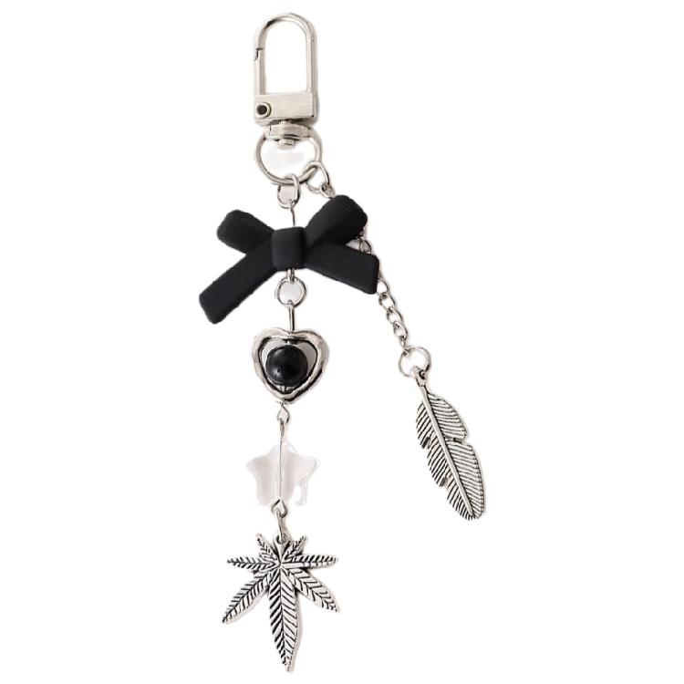 Sweet Bowknot Keychain Pendant Big Heart Charm Keyring for Purse Bag Backpack