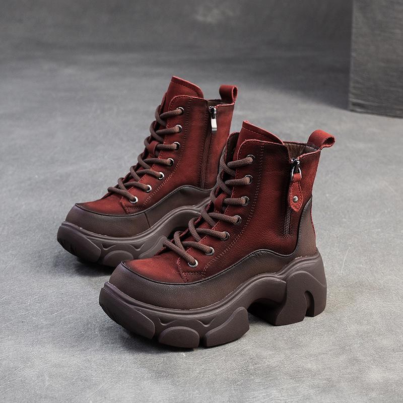Fashion GKTINOO 2025 Winter Warm Natural Wool Snow Boots Women's Shoes Height Increasing Genuine Leather Thick Soled Platform Short Boot