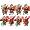 8Pcs Bicycle Santa Claus Xmas Tree Pendant 2D Flat Wooden Ornament Set Christmas Decorations