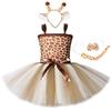 Vestido Girafa Fofo para Menina Pequena Conjunto de Fantasia de Animal de Desenho Animado para Performance Infantil Fantasias de Halloween Meninas Vestidos Tutu de Natal