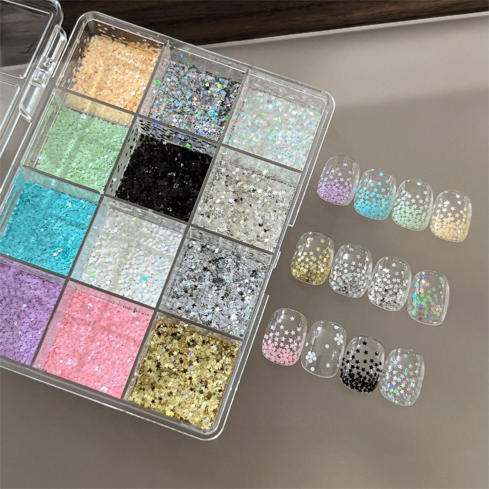 12Grids/Box Aurora Shell Nail Art Sequins Accessories Nail Art Stickers Set  Nail Art Supplies