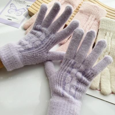 New Adult Season Thickened Outdoor Knitted Wool Female Finger Leakage Finger