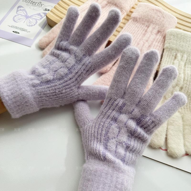 New adult season thickened outdoor knitted wool female finger leakage finger