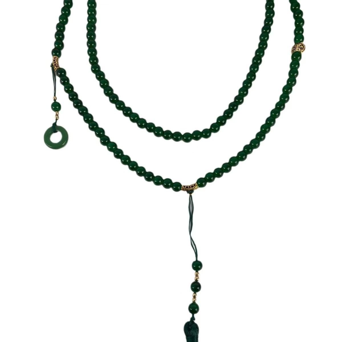 

New Chinese crossbody necklace, long national style handmade beaded back necklace, national style sweater chain, clothes hanging chain