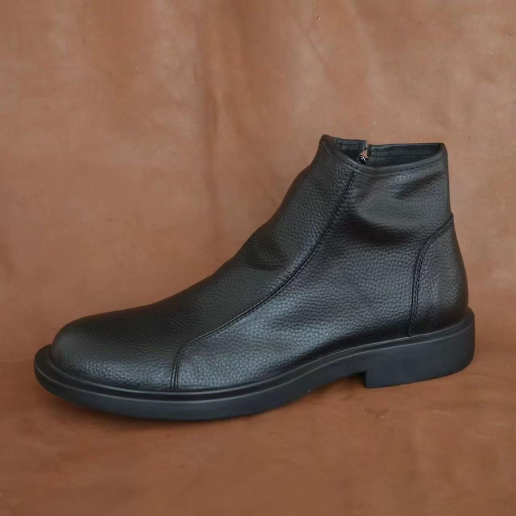 Men's shoes 2025 top layer cowhide high top men's shoes breathable casual single-layer leather shoes fashionable Cher boots