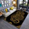 Golden Dragon Patterned Black Carpet with Modern Abstract Oriental Style Suitable for Use As an Anti-slip for Living Room Bedroom Sofas