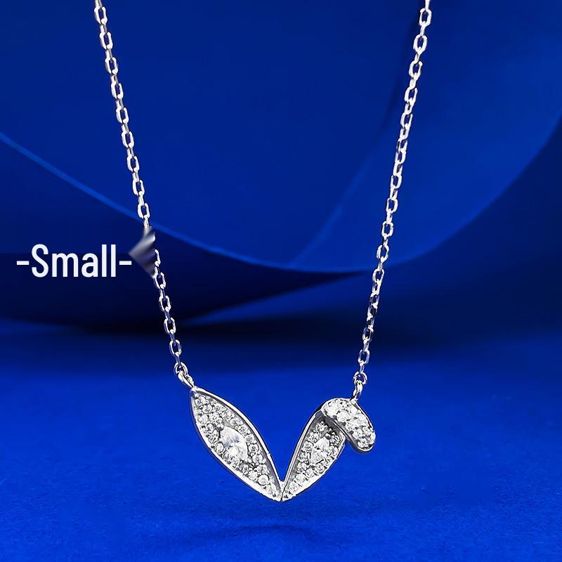 

Lulu Tongzhu S925 Silver Playful Rabbit Ears Necklace Pendant for Women, 40+5cm, Fashionable Everyday Style. S925 Silver