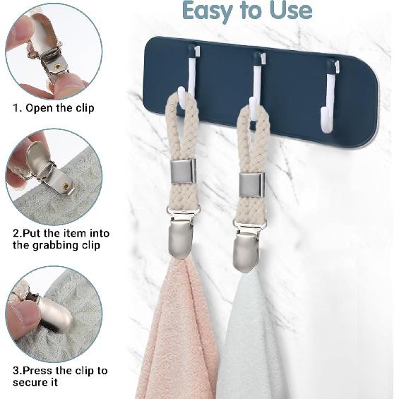 4 Pcs Towel Clips for Kitchen, Kitchen Towels Clips with Hanging Loop, Towel Hangers for Bathroom Home Cupboards Cloth Hanger Holder(Beige)