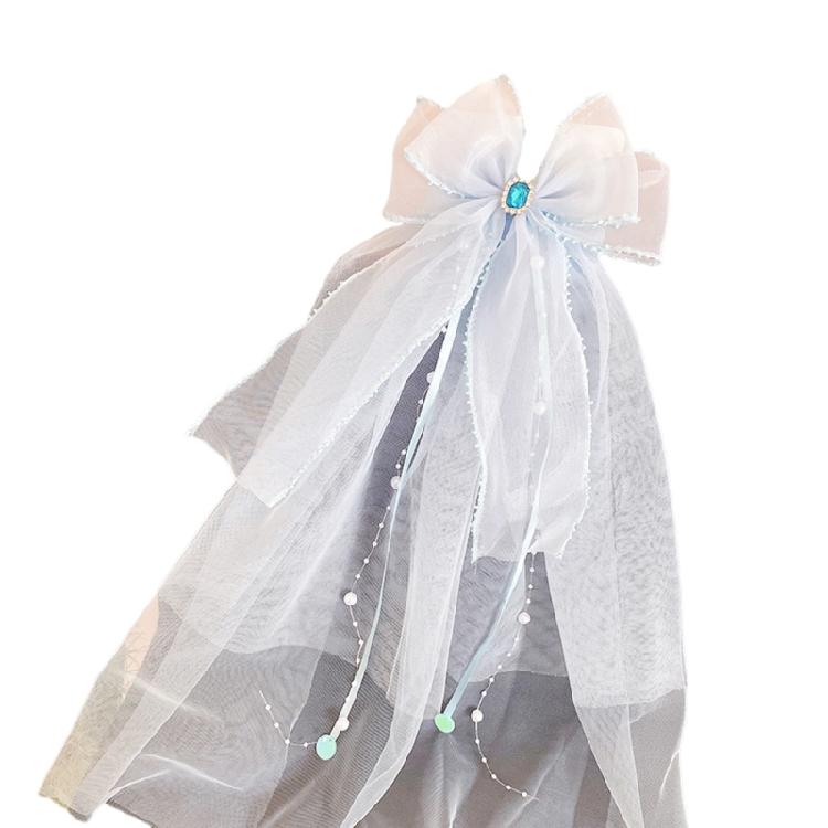 

Delicate White Bows Veil Headpiece For Girls First Communion Adjustable Clip Lightweight Tulle Church Dress Accessories