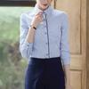 Spring Thin Striped Blouses Women's Commute All-match Polo Collar Loose Solid Color Casual Single-breasted Long Sleeve Shirts