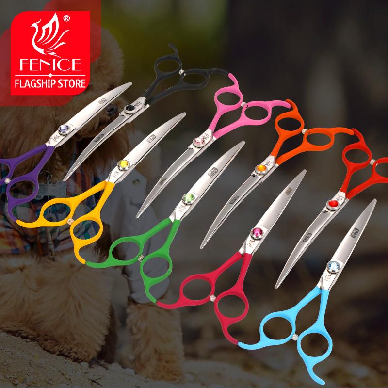 Fenice 6.5 inch Professional Dog Grooming Down Curved Scissors Colorful Shears Groomer Tools Japan 440C Set with Comb and Bag 1