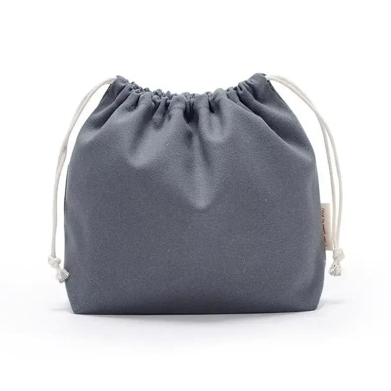 27*20cm Cotton Drawstring Storage Bag White Canvas Bags for Candy Gift Package Pouch Reusable Home Sundries Organize Bags