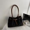 Autumn Suede Tote Bag For Women, Large Capacity Buckle Shoulder Handbag, Casual Work Commuter Purse