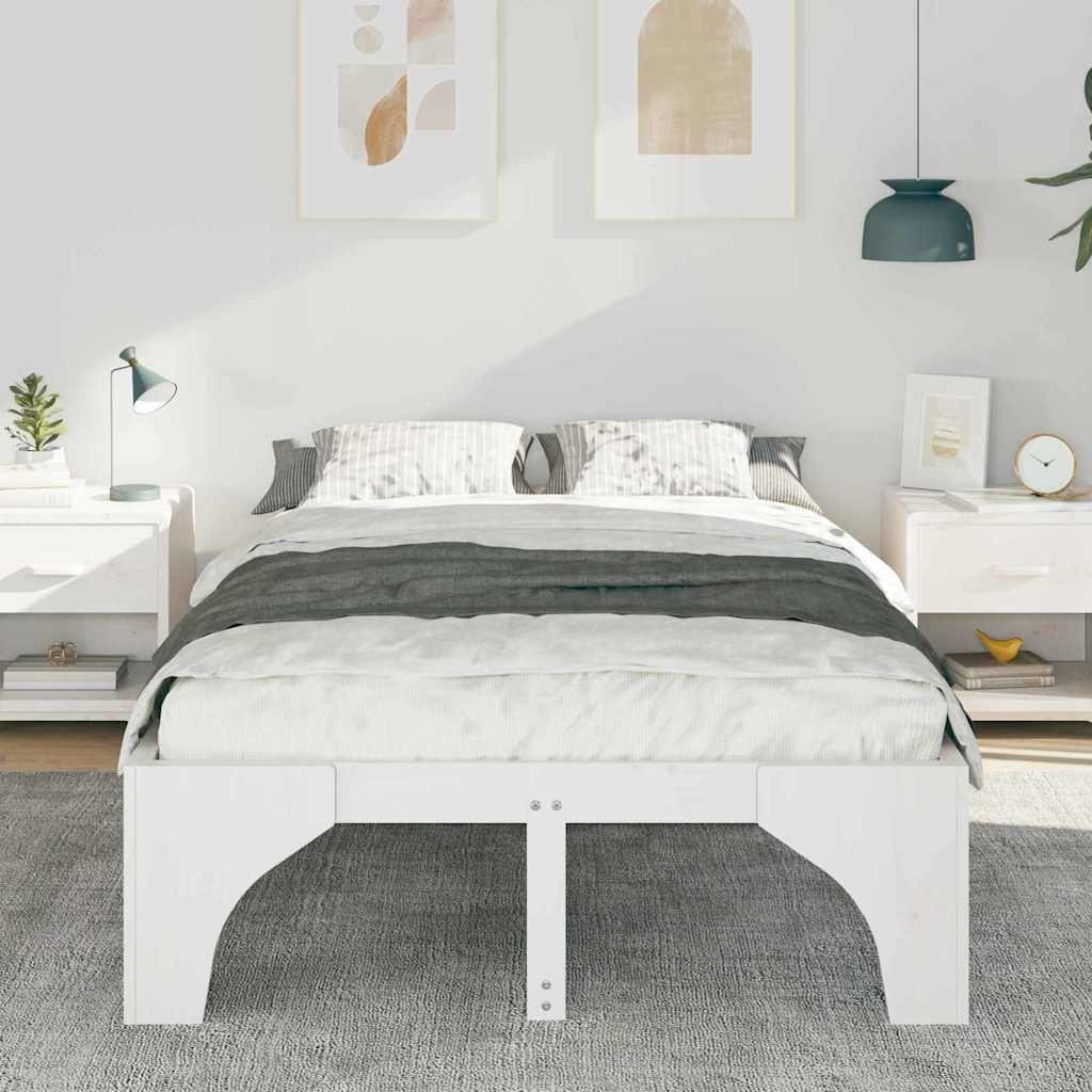 Bed Frame White 120 x 200 cm Solid Pine Wood
