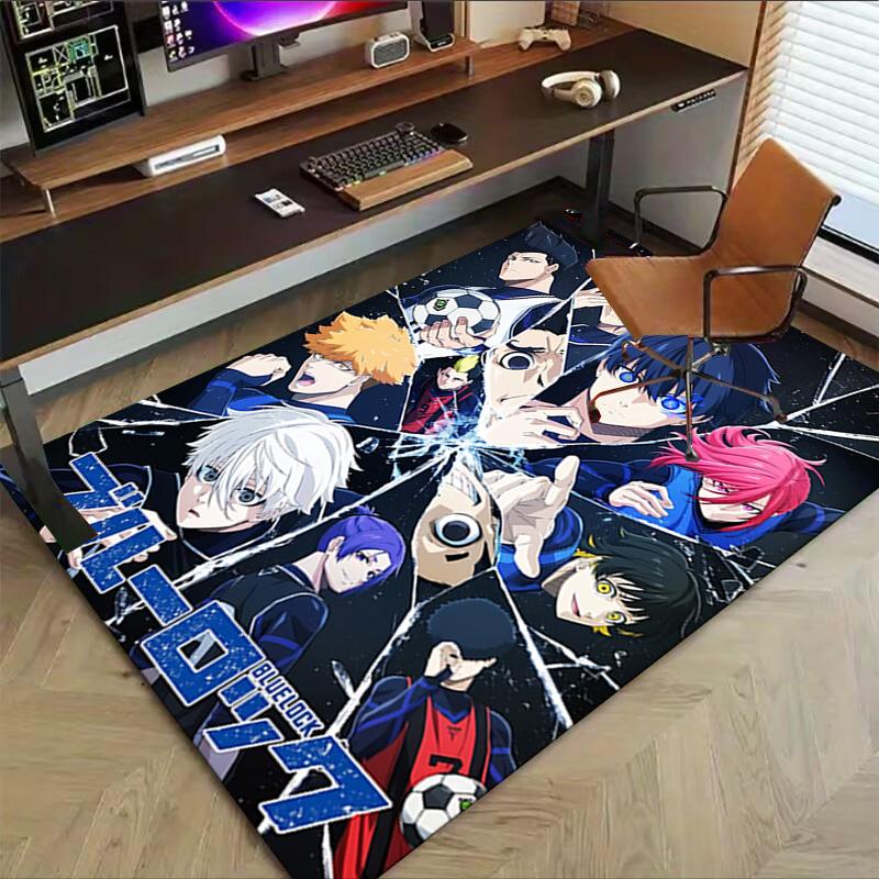 Blue Lock Anime Soccer Theme Carpet For Playroom Bedroom Living Room Sofa Home Decor Kids Game Area Rug Nonslip Floor Mat