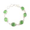 Natural Green Cat's Eye Gemstone 925 Sterling Silver Handmade Boho Bracelet 8.5" RB-3-24