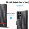 LC.IMEEKE For Samsung Galaxy S26 Ultra Wallet Case Carbon Fiber Texture Leather Phone Cover