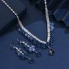 3PC Women's Fashion Zircon Water Drop Necklace Earrings Zircon Set Design Sense Wedding Party Festival Gift-8553