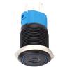 2PCS Black Self Locking Metal Switch IP65 Protection with LED Lamp and Symbol 16mm(Blue 36VDC)