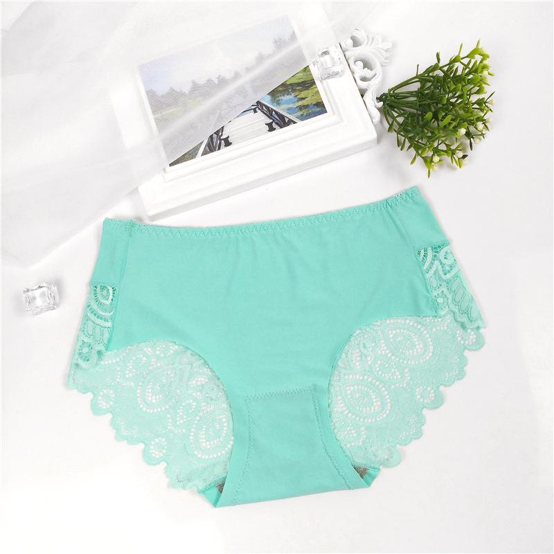 

Женское сексуальное нижнее белье со средней талией, кружевное одноцветное хлопковое женское нижнее белье, трусы One size