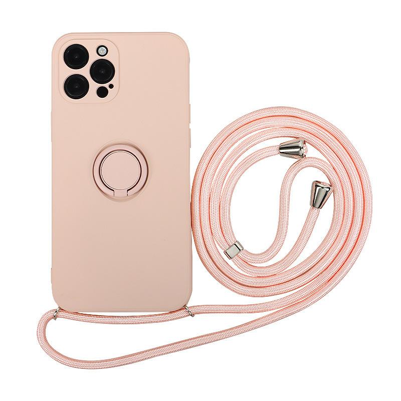 Liquid Frosted Magnetic Silicone Phone Case With Lanyard Crossbody Stand Protective Cover For Apple Iphone