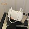 Retro Glossy Shoulder Bag Ladies Solid Color Faux Leather Underarm Bag Casual Hobo Purse Waterproof Handbag for Daily Life Travel Parties