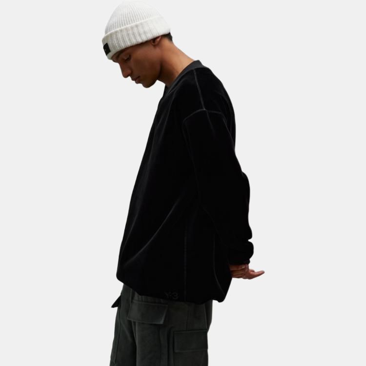 Y-3 Velvet Crew Casual Solid Pullover Sweatshirt Unisex Sweatshirt Black IL2146