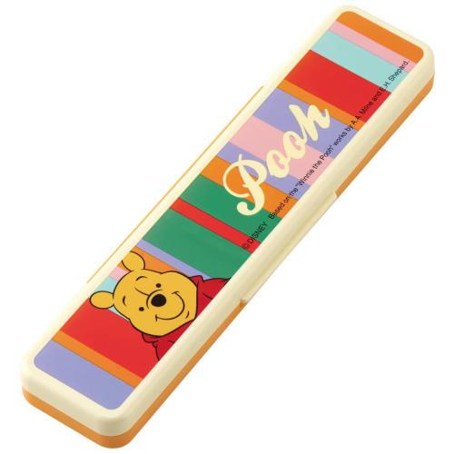 Skater Chopsticks and Spoon Combo Set, 18cm, Antibacterial, Bento Box, Adult Size, Silent Silicone Cushion, Made In Japan, Disney Retro Winnie the Poo