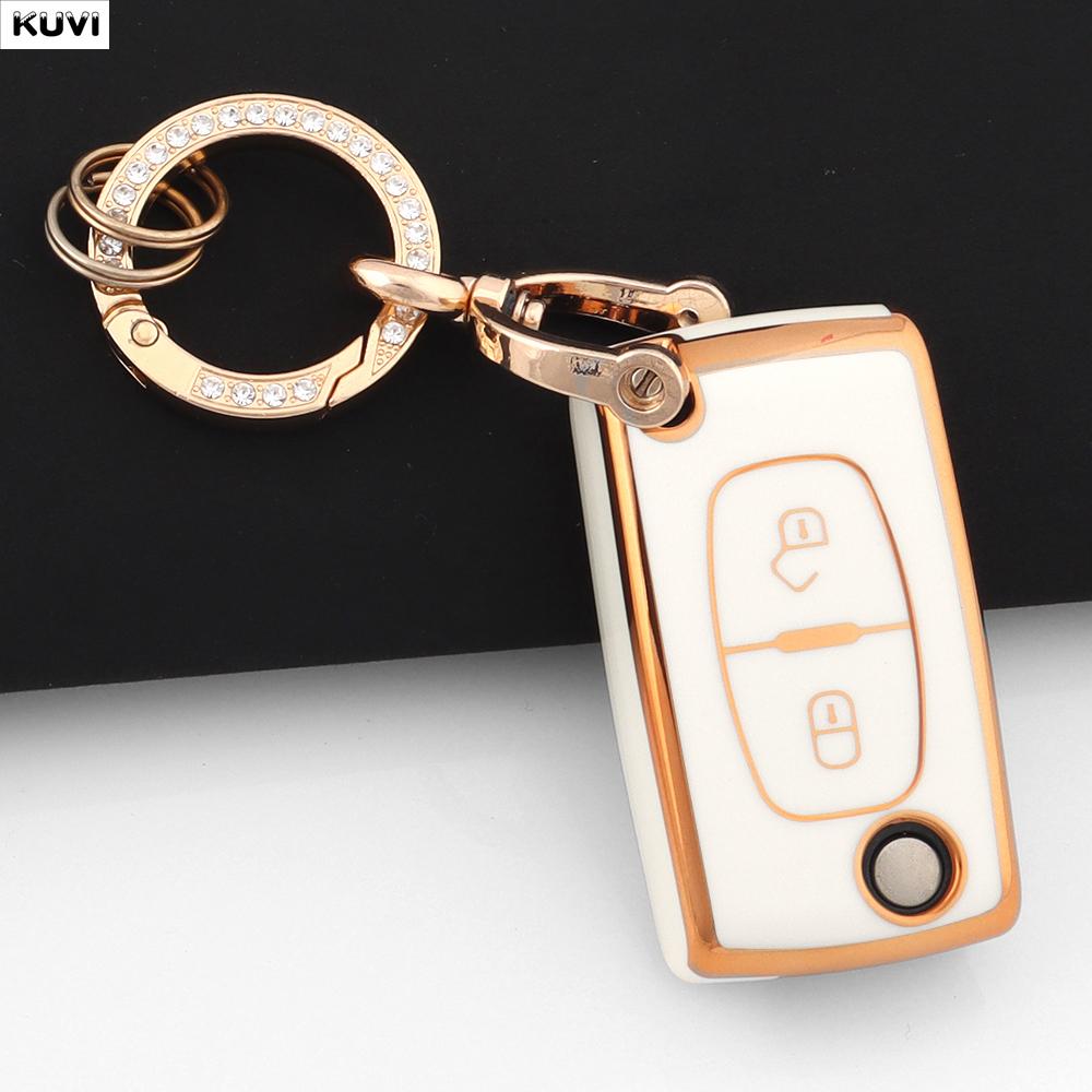 Fashion TPU Car Key Case Cover Keychain Fob Shell For Citroen C2 C3 C4 C5 C6 Xsara Berlingo For Peugeot 207 307 308 407 607 807