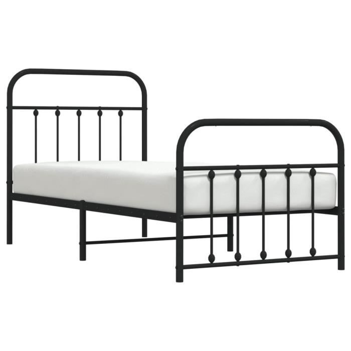 VidaXL Metal Bed Frame with Headboard-Footboard Black 90x200 Cm 352589