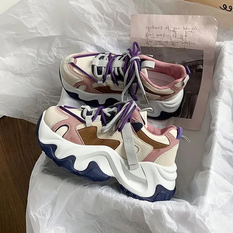 Fashion Spring Autumn New Women's Luxury Sneakers Thick Soled Height Increasing Running Shoes for Youth Fashion Versatile Casual Shoes