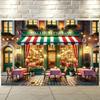 2D-Druck Italienisches Café-Shop-Hintergrund, Klassischer Schachbrett-Tisch Party-Hintergrund