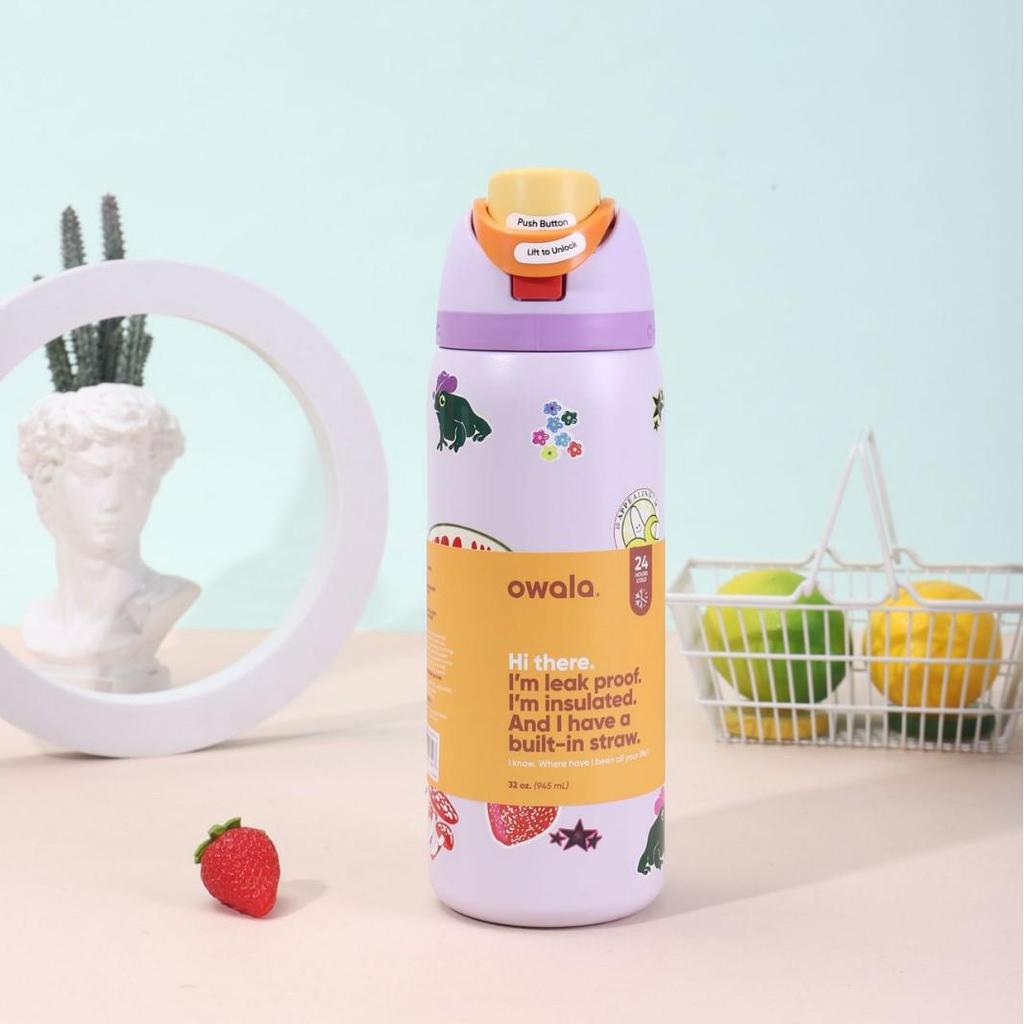 Owala Isolierte Edelstahl Sportwasserflasche - Kreativ, Modisch, Tragbarer Obstbecher