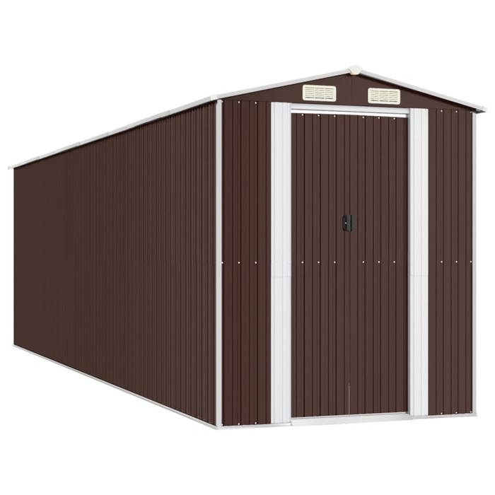 3147466 vidaXL Garden Shed Dark Brown 192x689x223 Cm Galvanized Steel