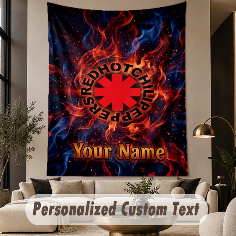 Custom Text Tapestry Red Hot Chili Peppers Print Wall Tapestry Indoor Living Room Wall Decor