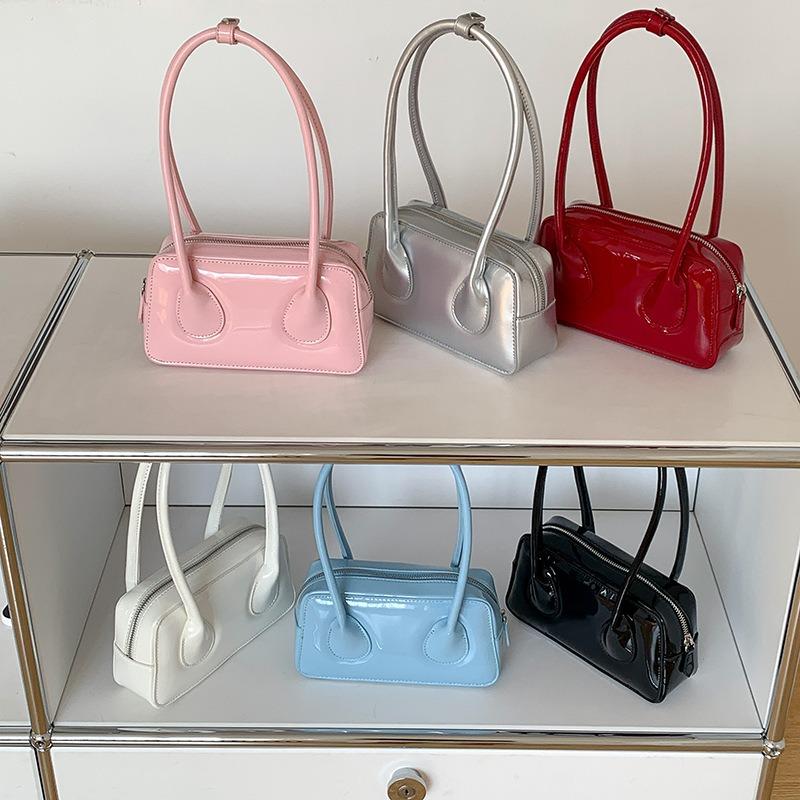 Simple shoulder bag, women's high-end handbag, commuter women's patent leather styling underarm bag women