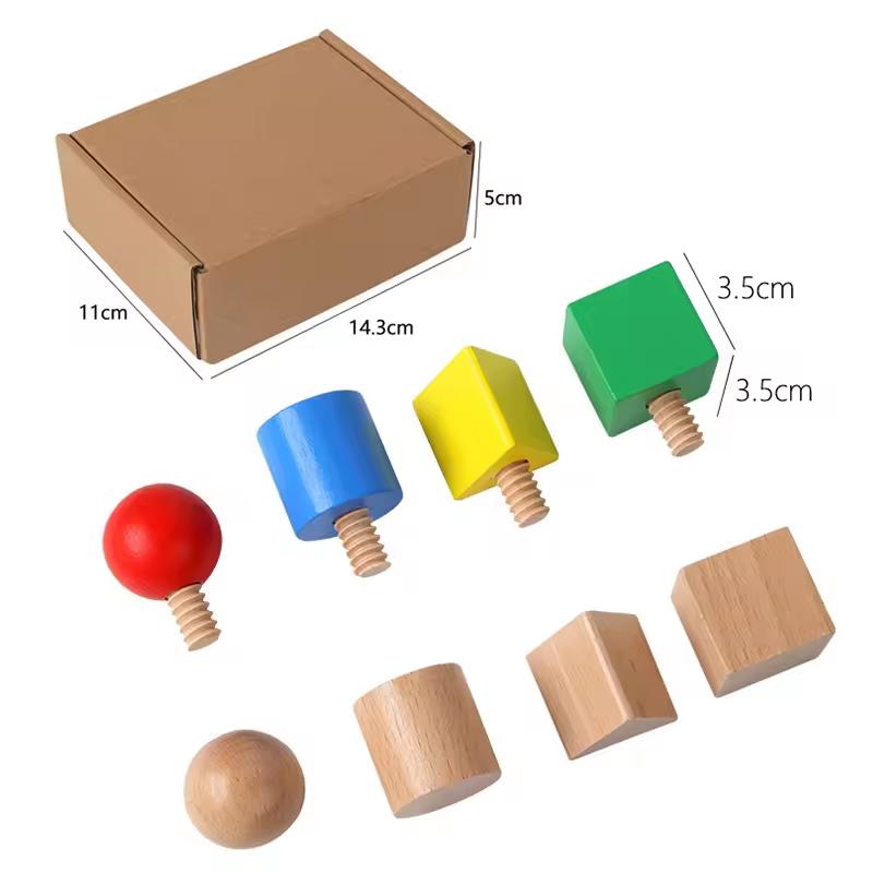 Kid Wooden Screw Matching Game Montessori Parish Toy Nut Bolt Disassembly Fine Motor Skill Shape Color Sensory Educational Toy