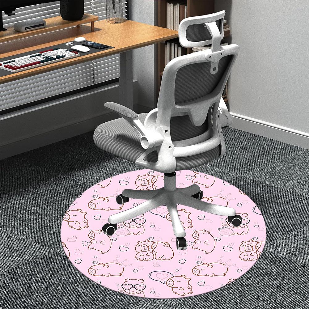 

1PC Capibala Love Office Round Area Rug, Indoor Mat Suitable ForOffice, Under Office Chairs Bedroom Living Room Home Decor, Room Deco f060 80cm by 80cm