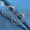 925 Sterling Silver Three Circle Pendant Earring Jewelry
